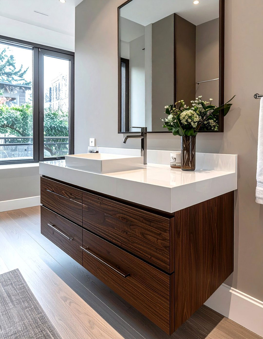 Espresso vanity white sink - 30 brown and white bathroom ideas