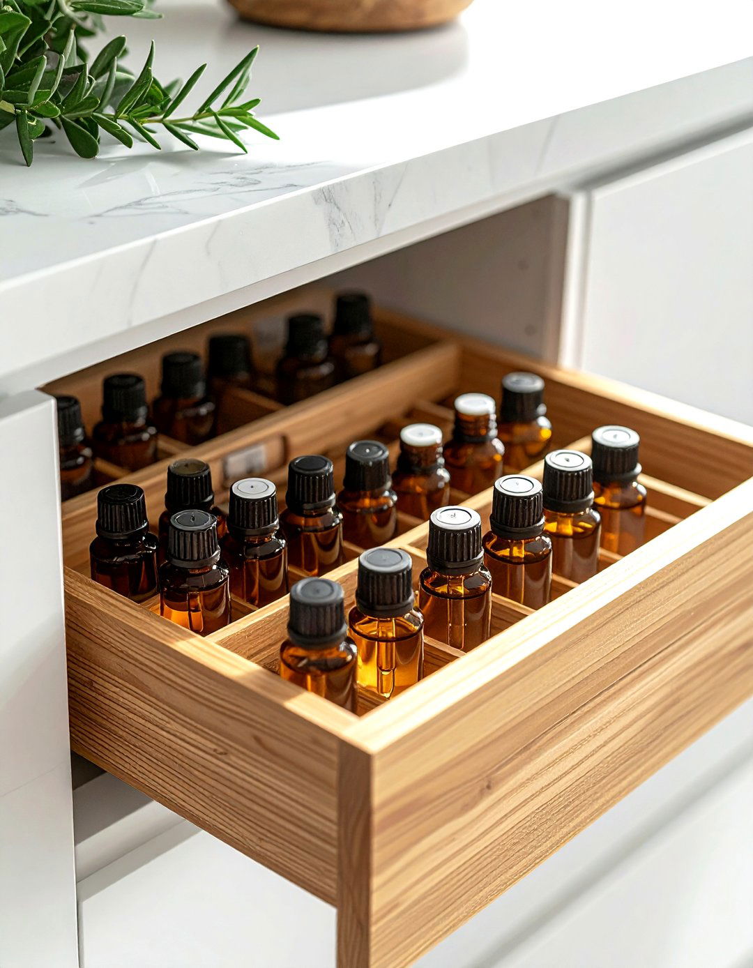 Essential Oil Drawer Storage - 30 living room drawer organization ideas