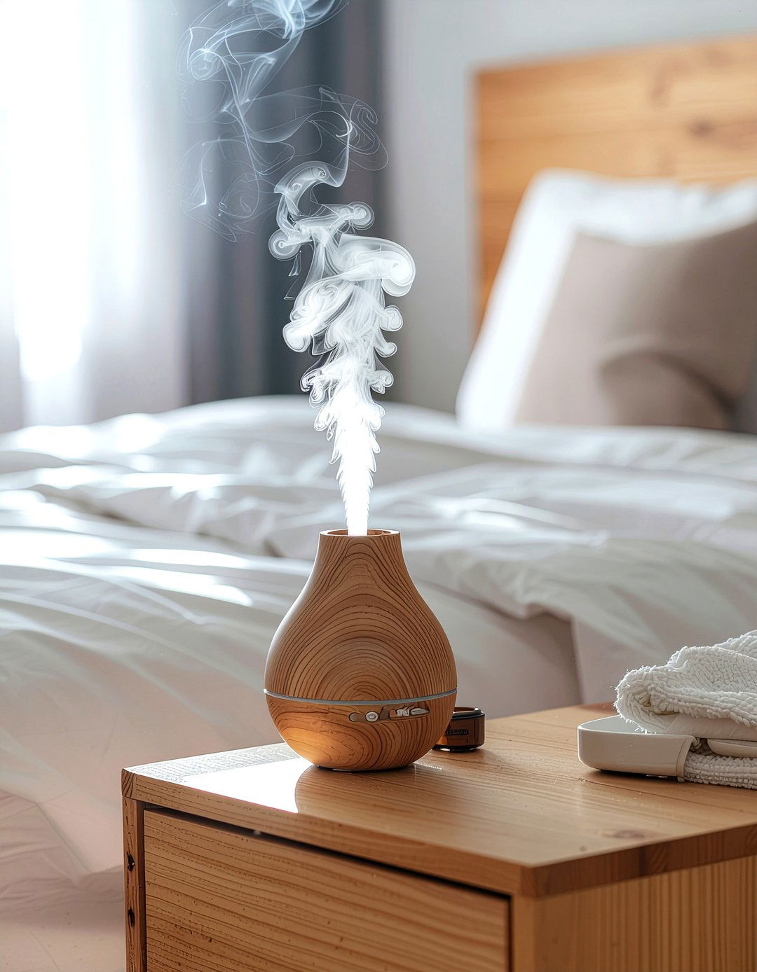 Essential oil diffuser for bedroom - 30 sleep-friendly bedroom ideas