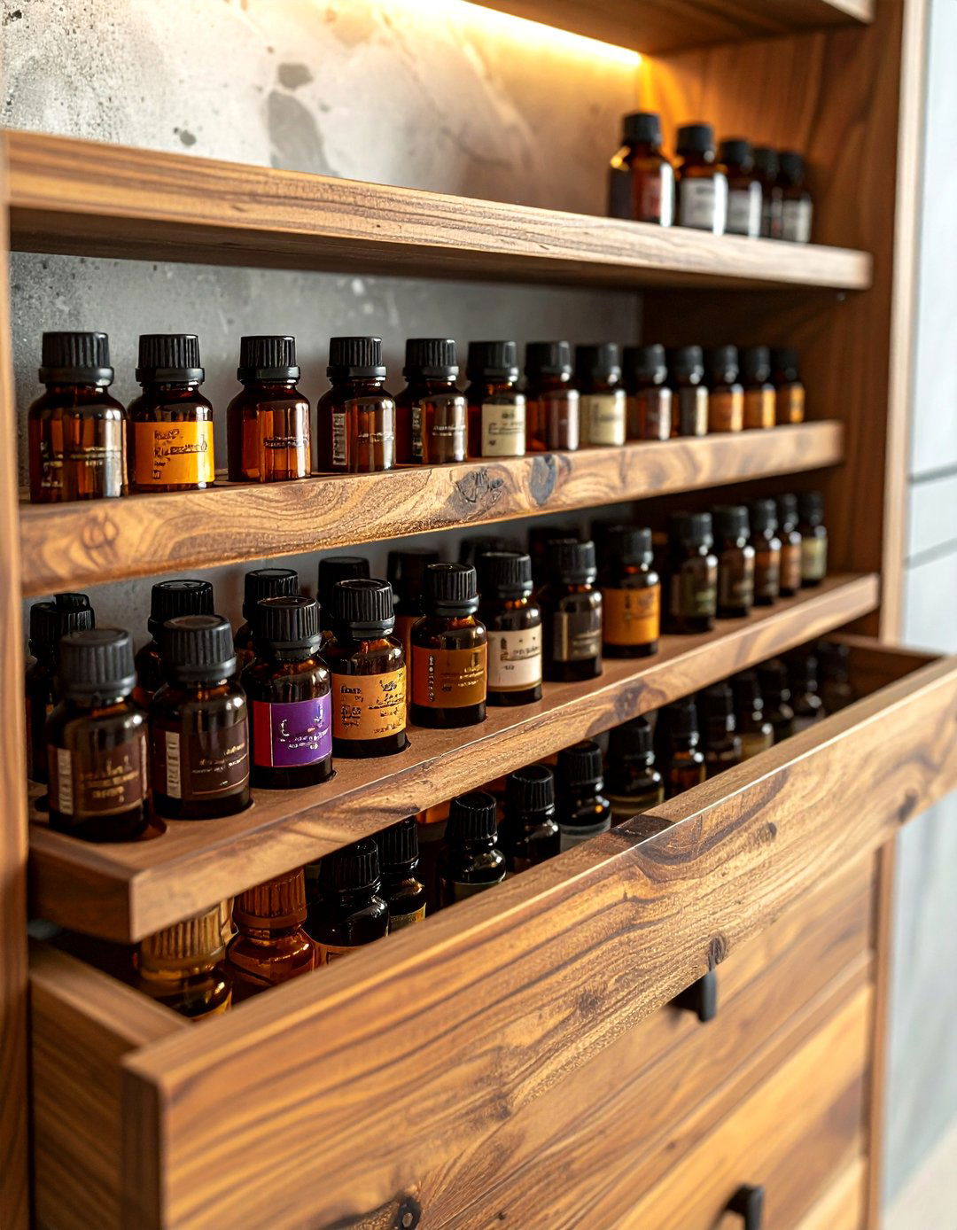 Essential oil drawer - 30 bathroom drawer organization ideas