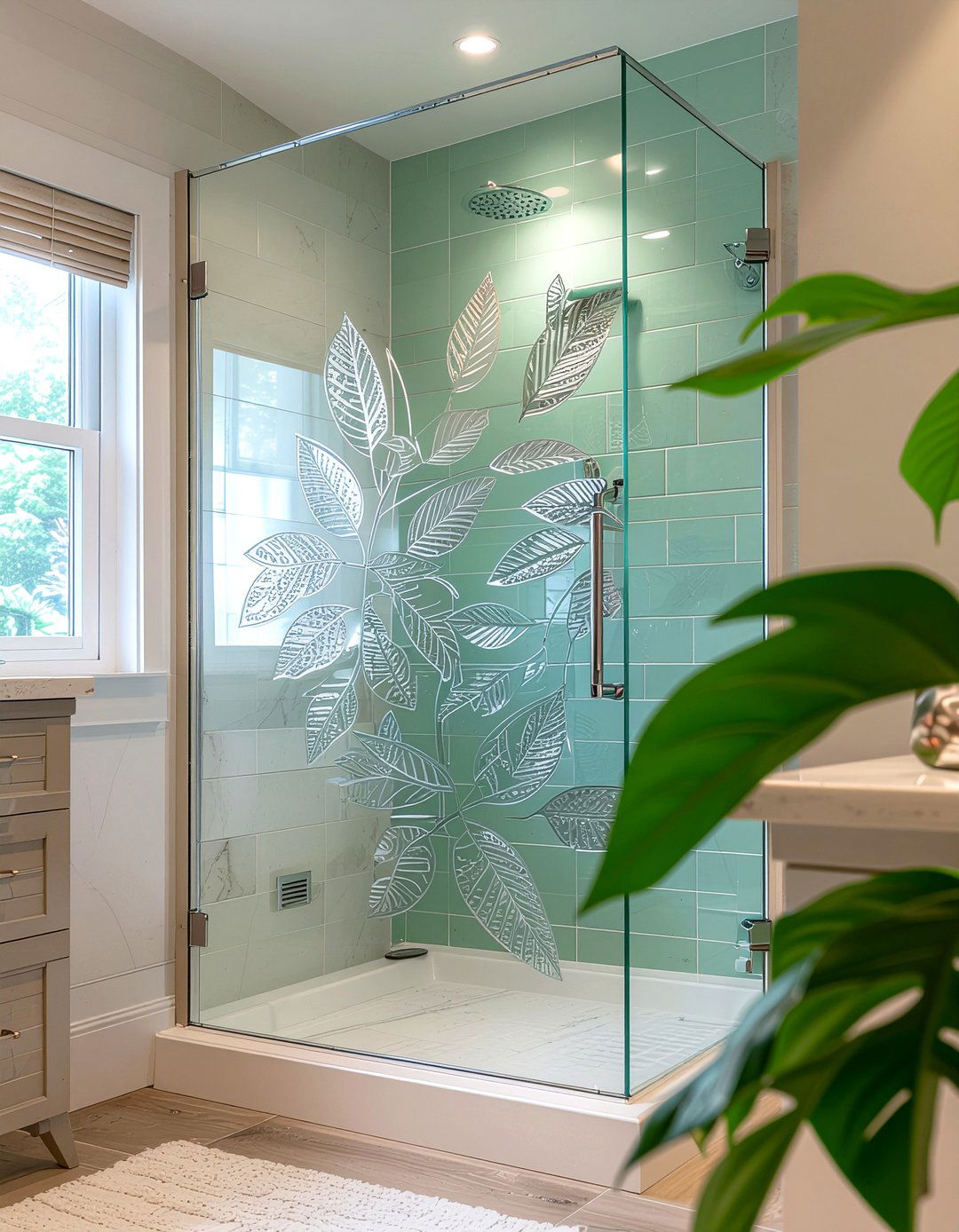 Etched Glass Shower Door - 30 bathroom glass door ideas