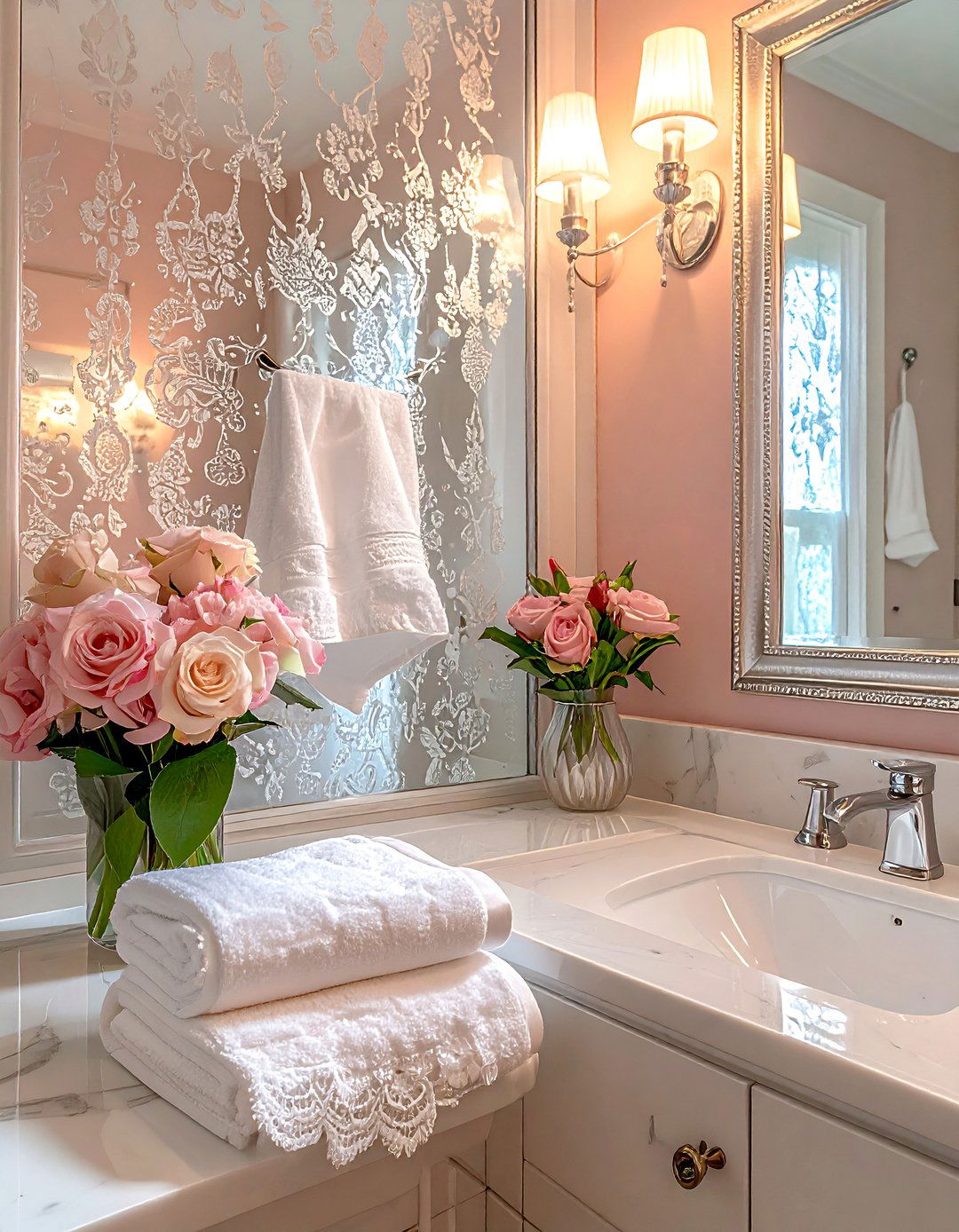 Etched glass window film - 30 bathroom window film ideas