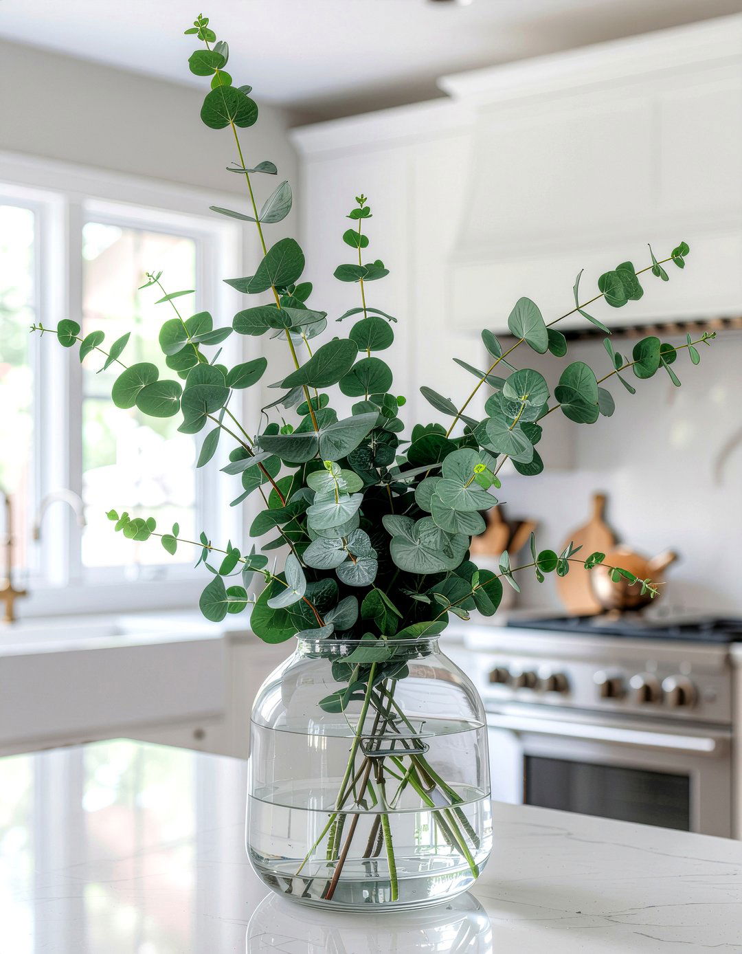 Eucalyptus Branch Arrangement - 30 kitchen vase ideas