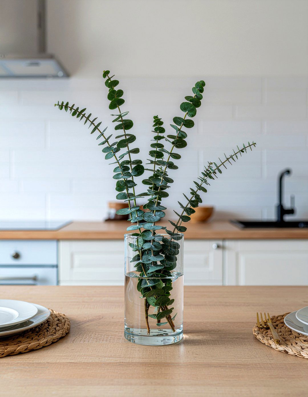 Eucalyptus Branch Vase - 30 kitchen centerpiece ideas