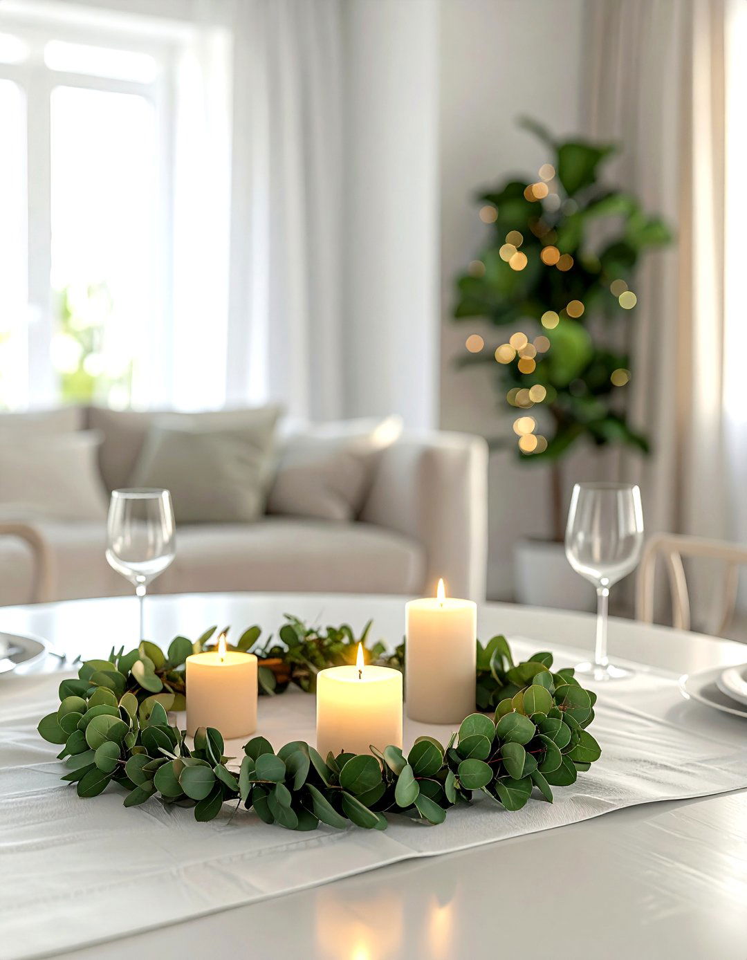 Eucalyptus Candle Ring - 30 dining room eucalyptus ideas