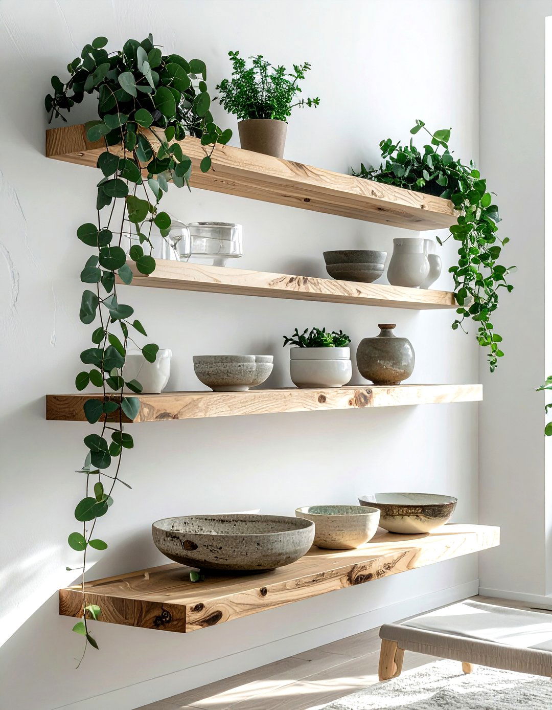 Eucalyptus Floating Shelf - 30 dining room eucalyptus ideas