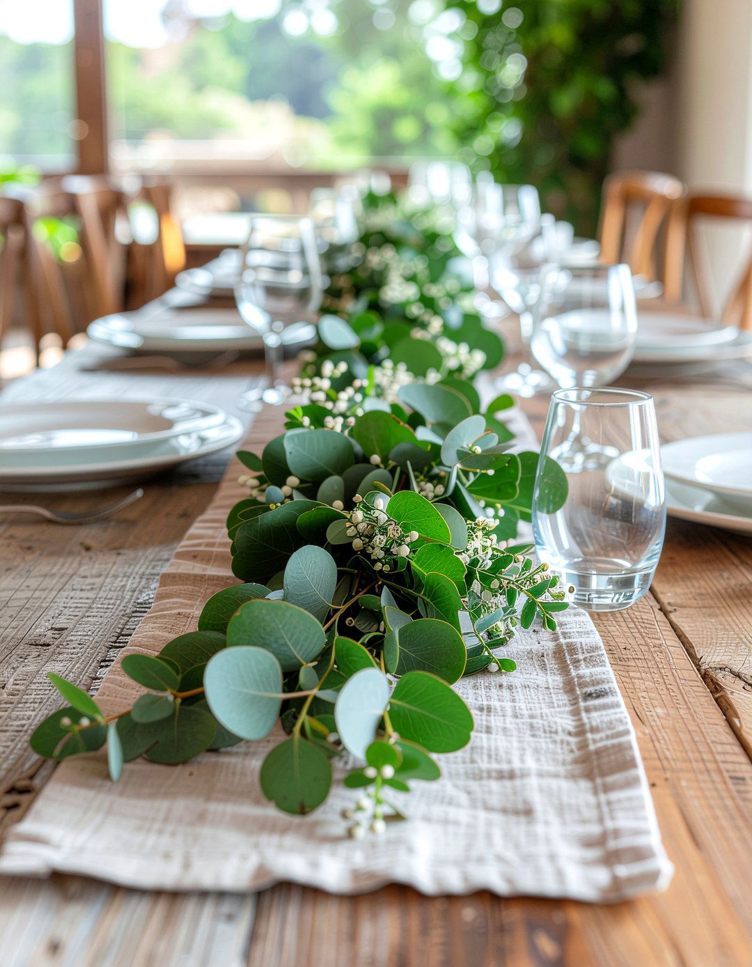 Eucalyptus Garland - 30 low centerpiece dining ideas