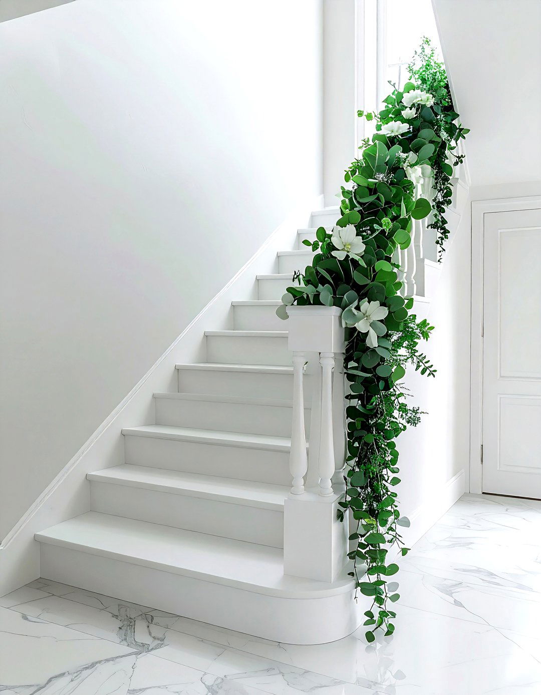 Eucalyptus Garland Banister - 30 banister decor ideas