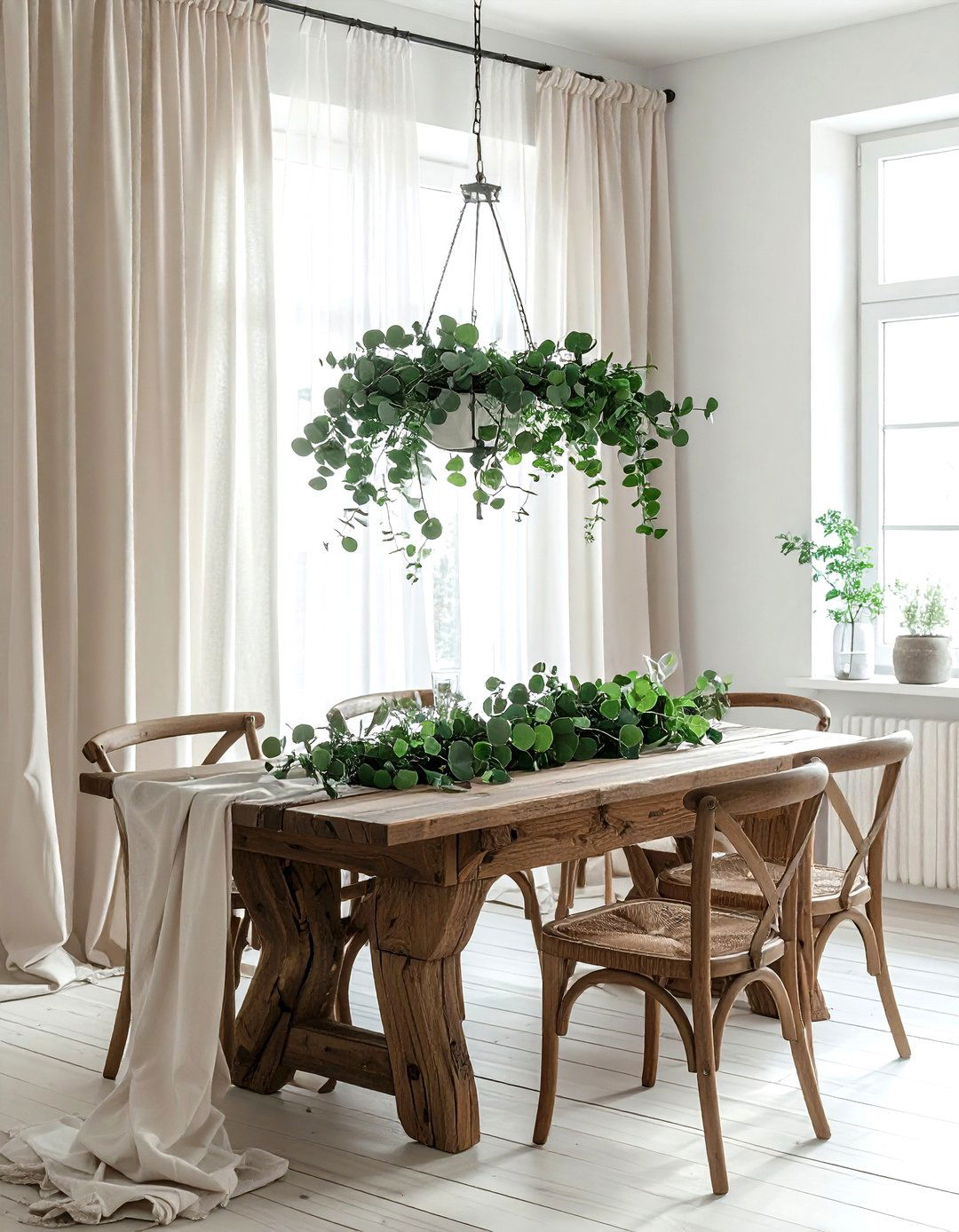 Eucalyptus Garland Chandelier - 30 dining room eucalyptus ideas