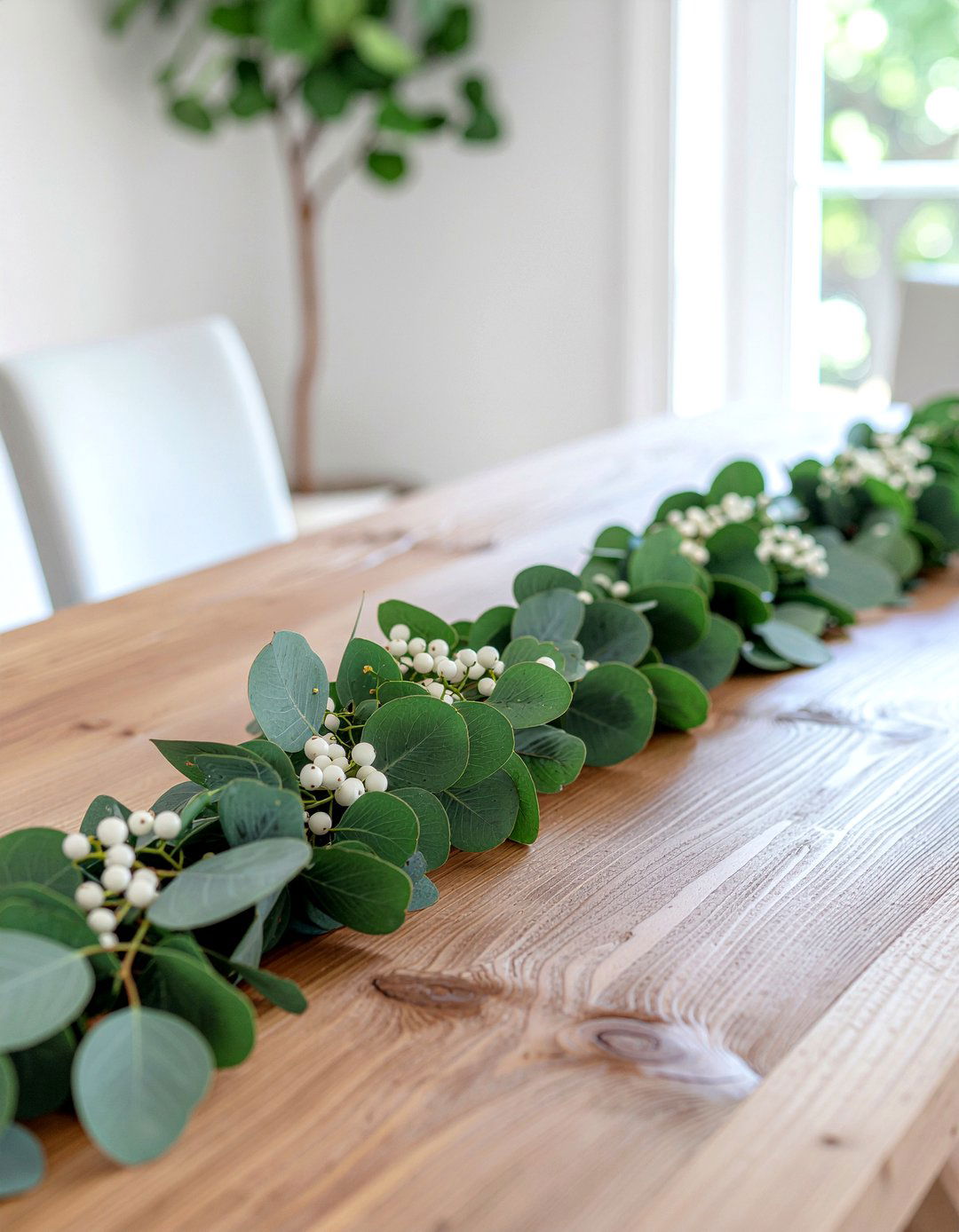 Eucalyptus Garland Runner - 30 festive dining room ideas
