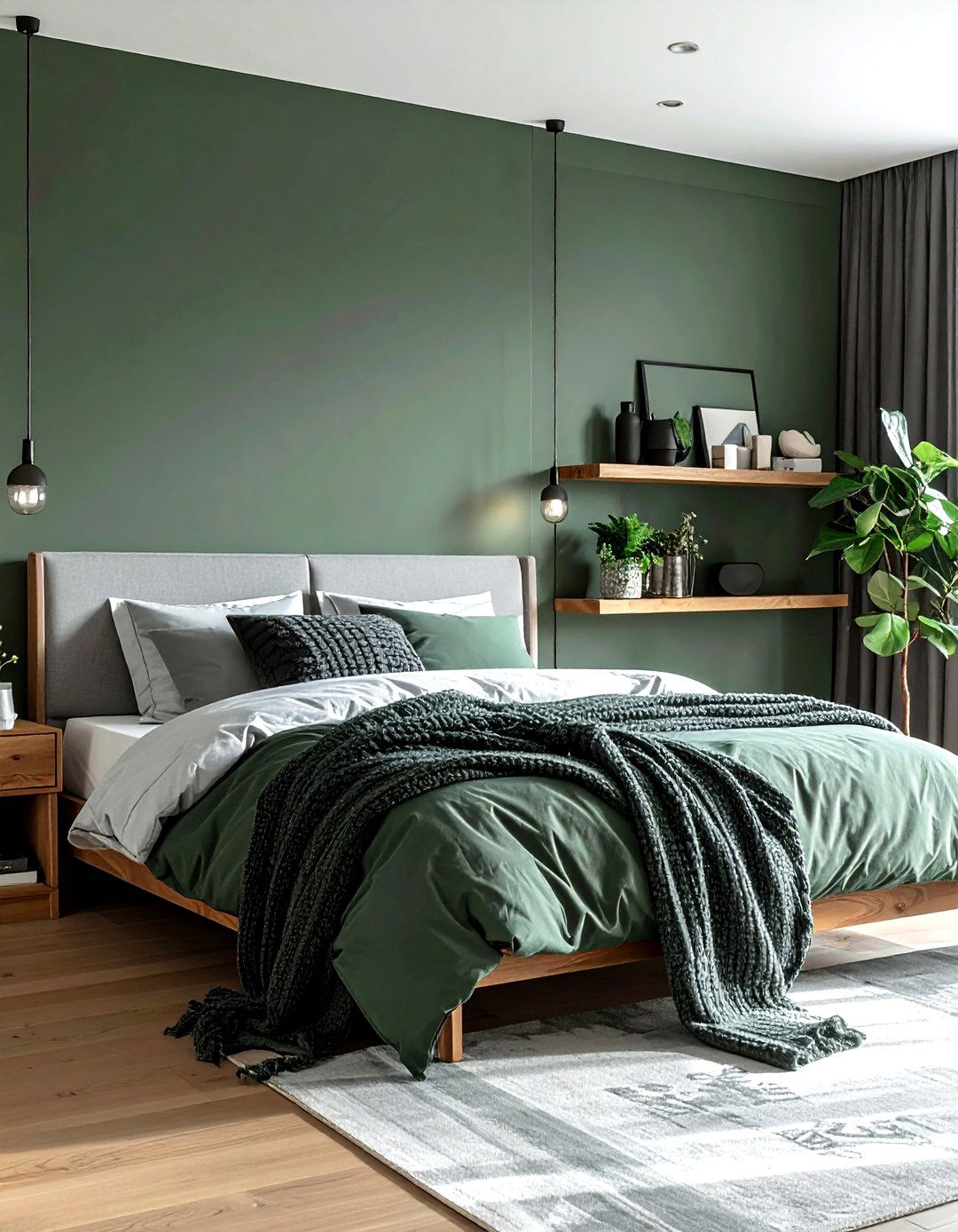 Eucalyptus Green Relaxing Bedroom - 30 farmhouse green bedroom ideas