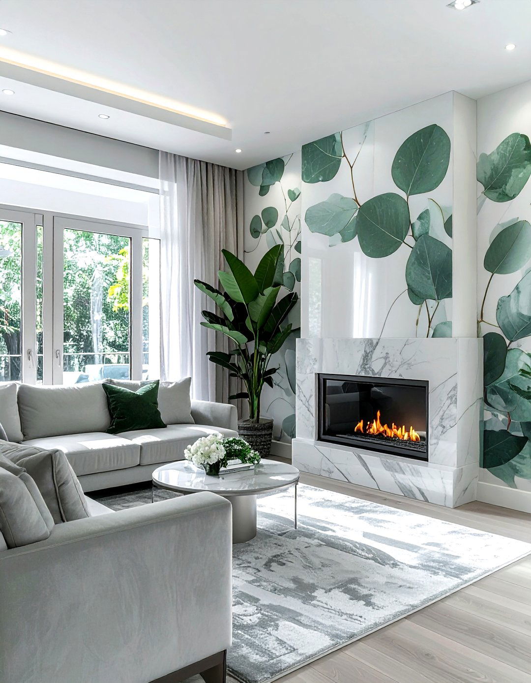 Eucalyptus Leaf Wallpaper - 30 living room botanical wallpapers