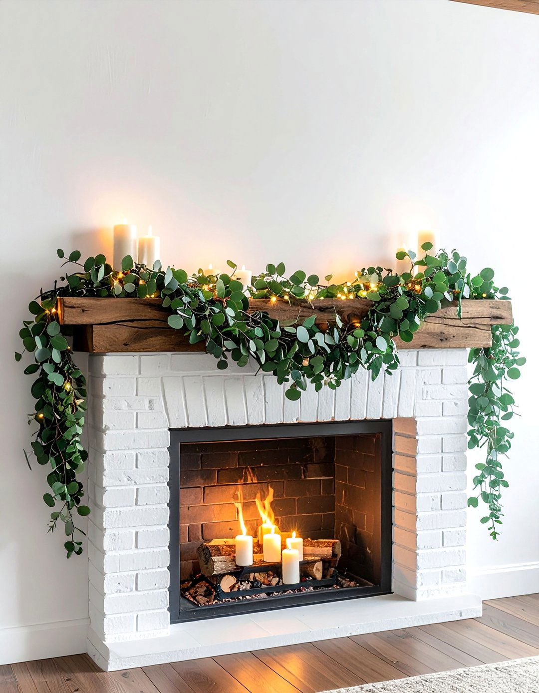 Eucalyptus Mantel Garland - 30 mantel decor ideas