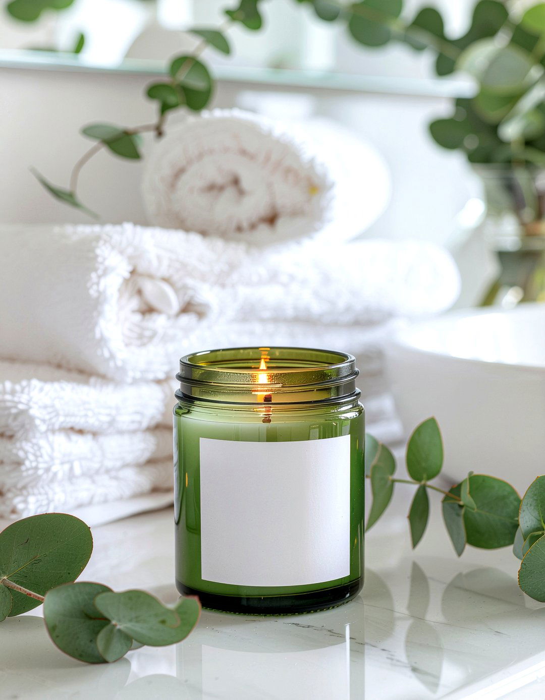 Eucalyptus Scented Candle - 30 bathroom candle ideas