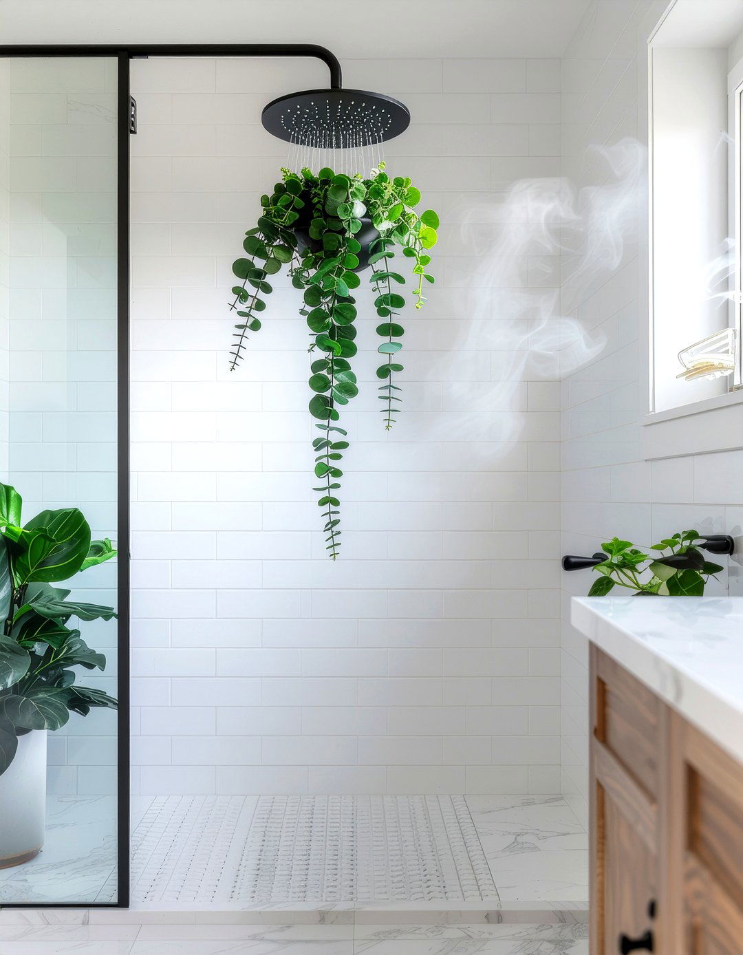 Eucalyptus Shower Hanging - 30 bathroom final detail ideas
