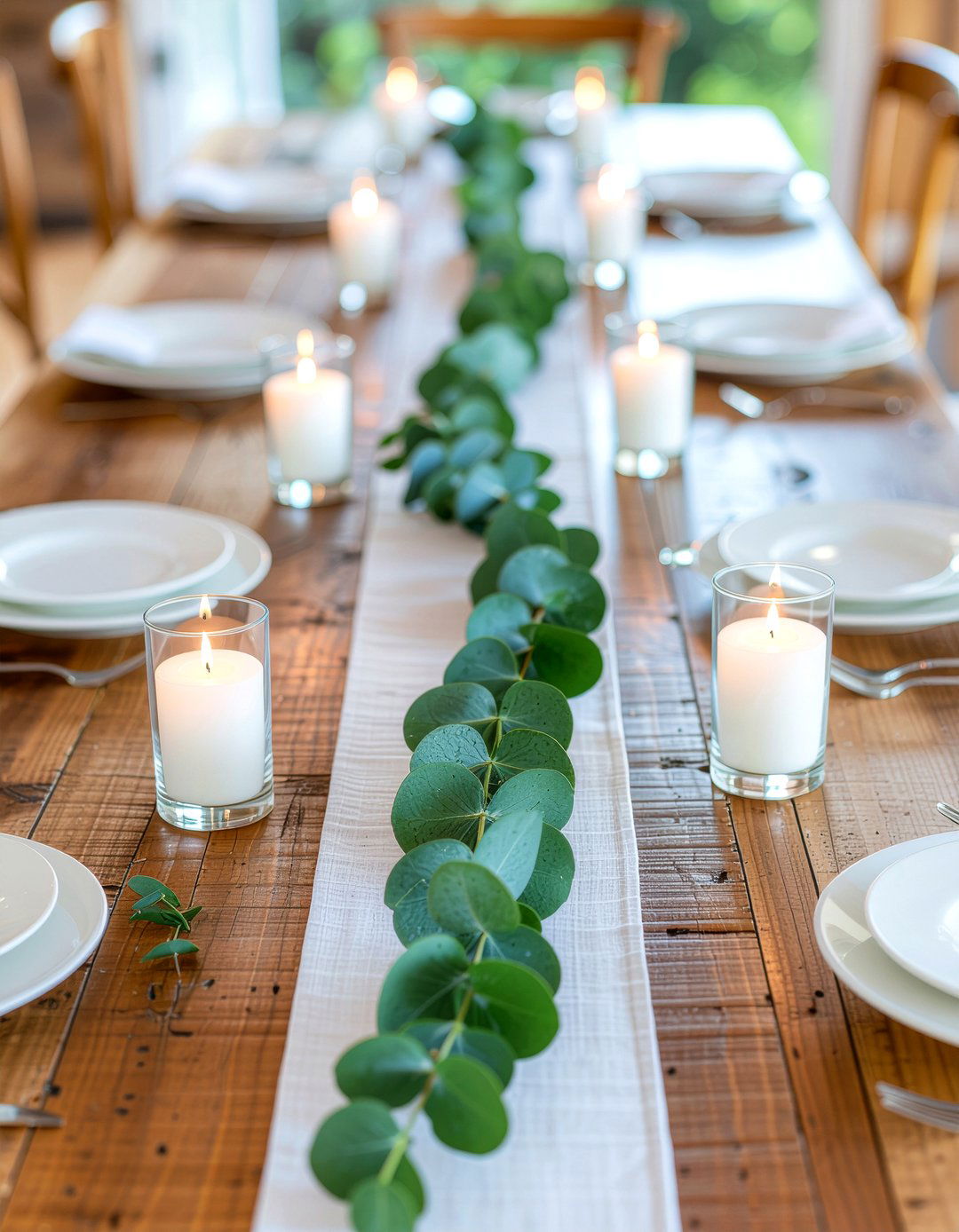Eucalyptus Table Runner - 30 DIY dining room decor ideas