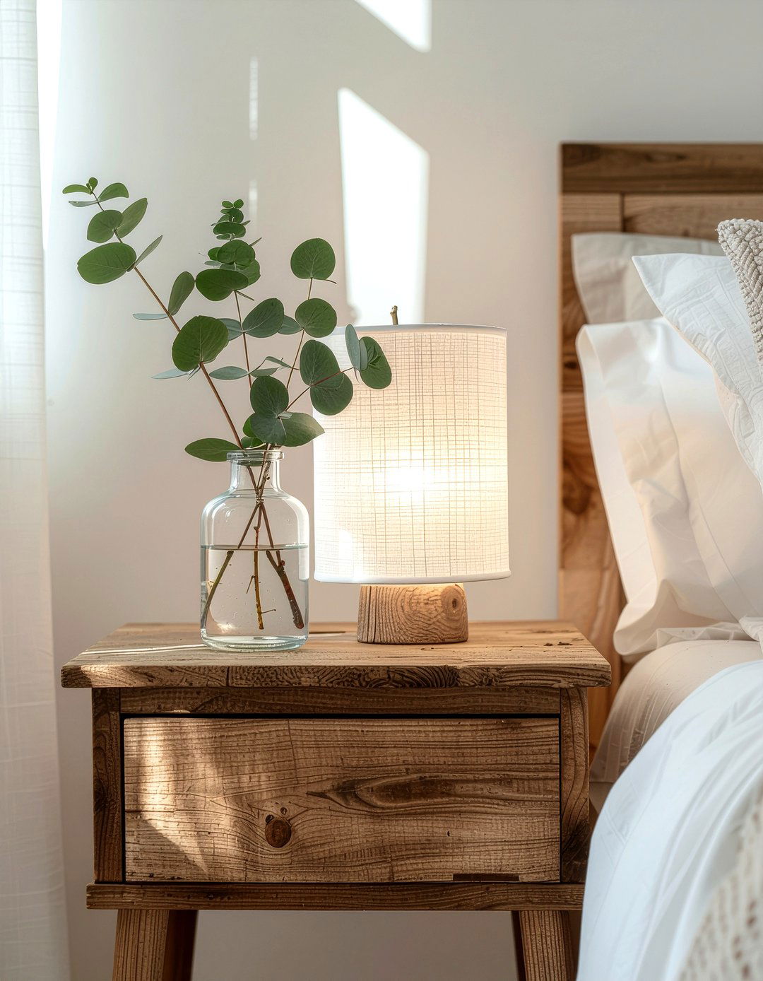 Eucalyptus bedside table greenery - 30 eucalyptus decor ideas