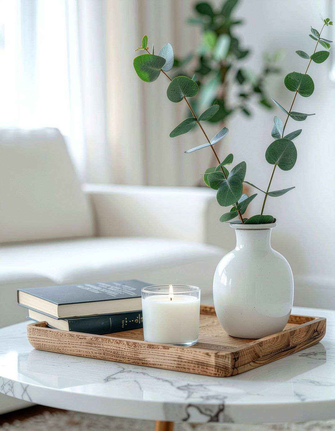 Eucalyptus coffee table tray - 30 eucalyptus decor ideas