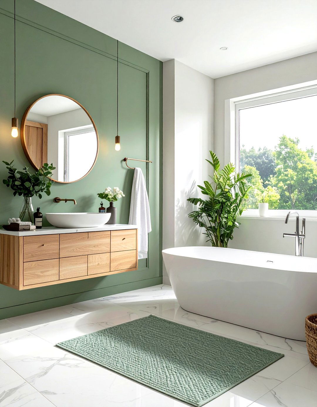 Eucalyptus green bathroom - 30 green and white bathroom ideas