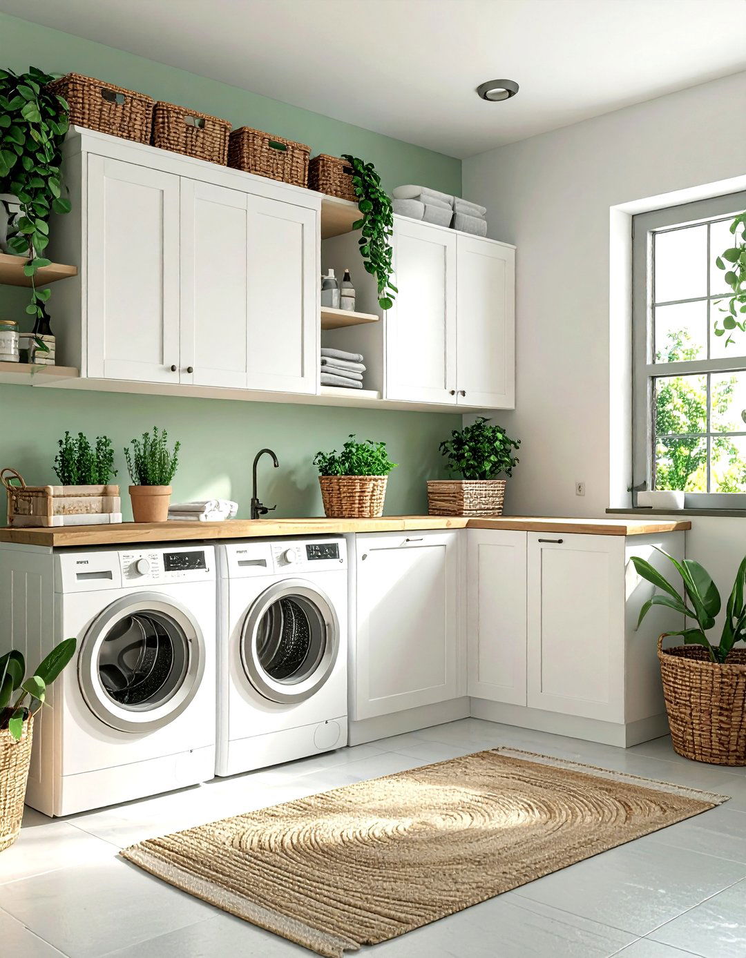 Eucalyptus green laundry room - 30 green decor ideas