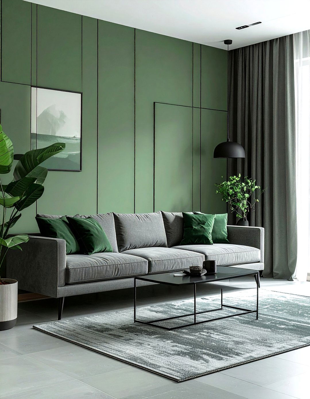 Eucalyptus green soothing living room - 30 green living room decor ideas
