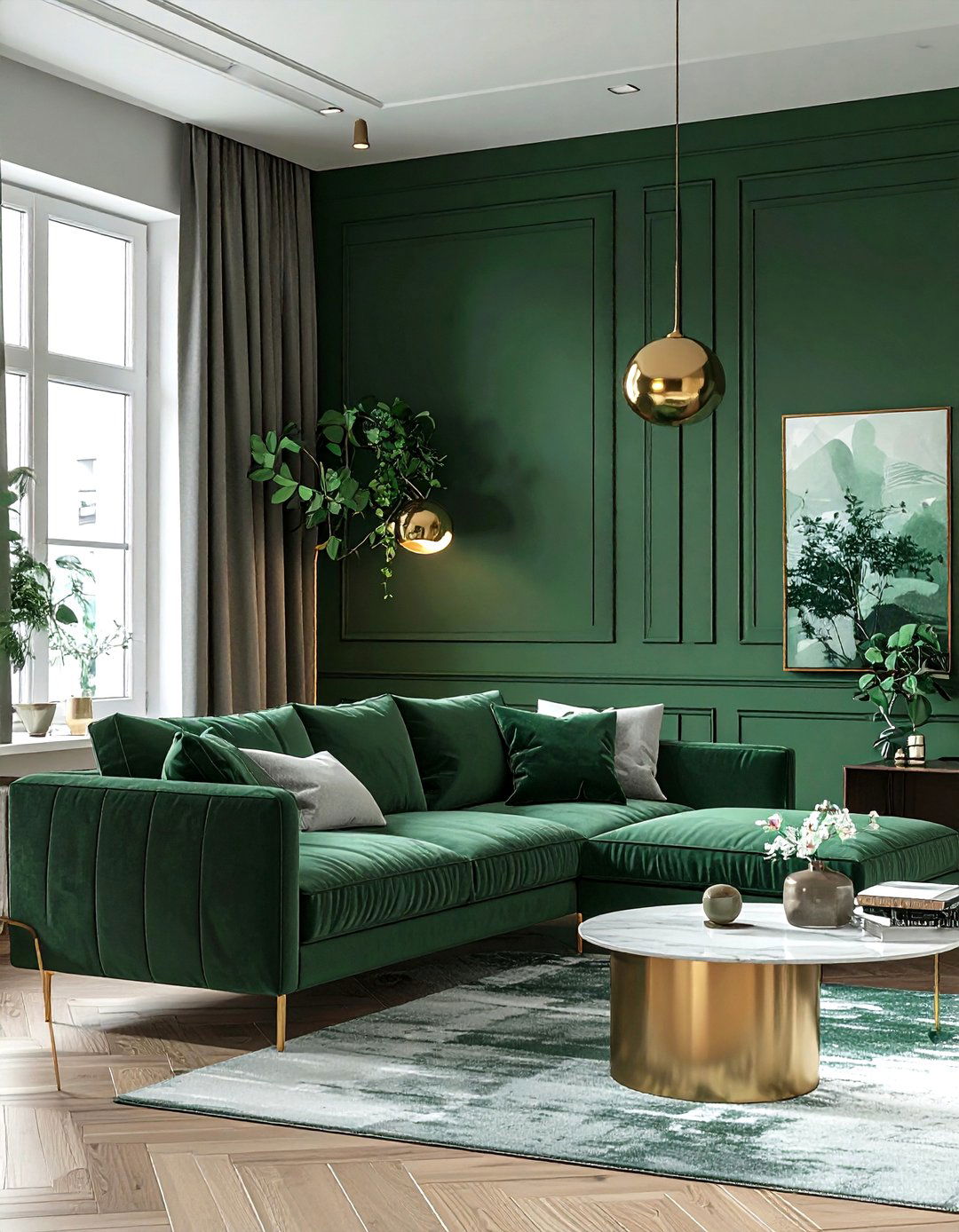 Eucalyptus green space - 30 minimalist green living room ideas