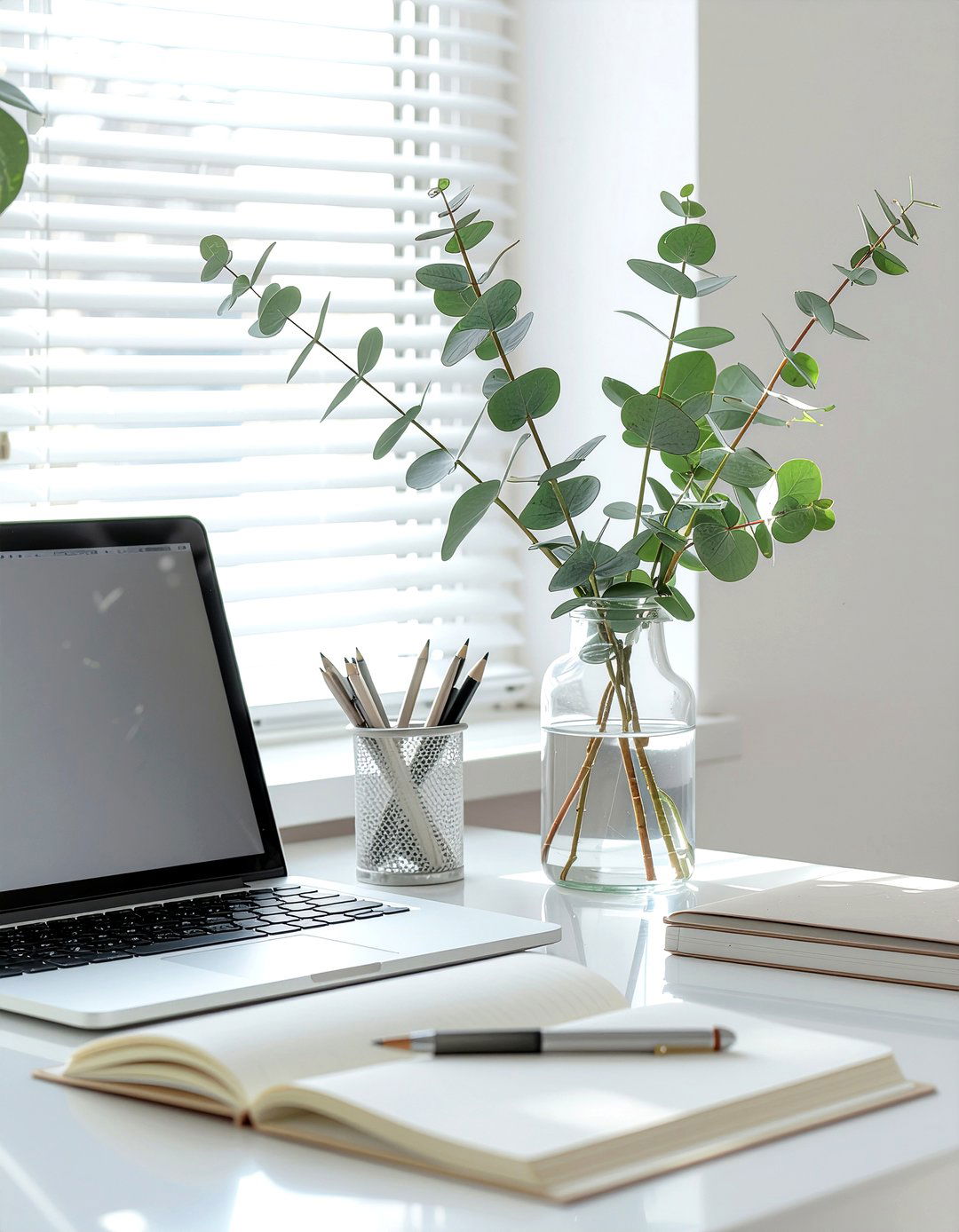 Eucalyptus home office greenery - 30 eucalyptus decor ideas