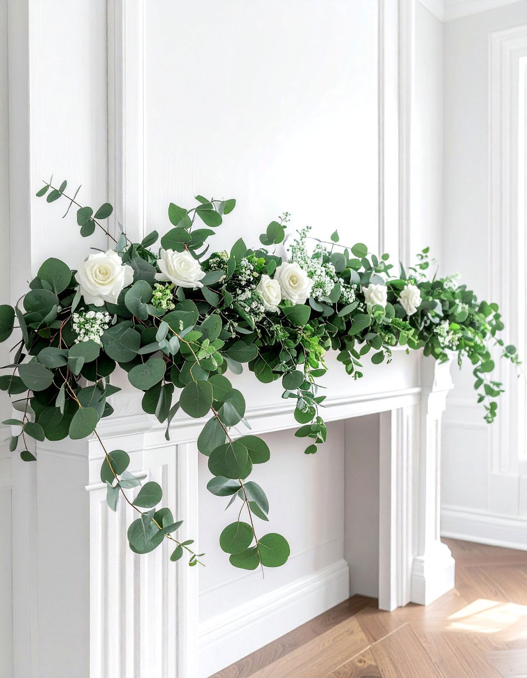 Eucalyptus mantel garland - 30 mantel styling ideas