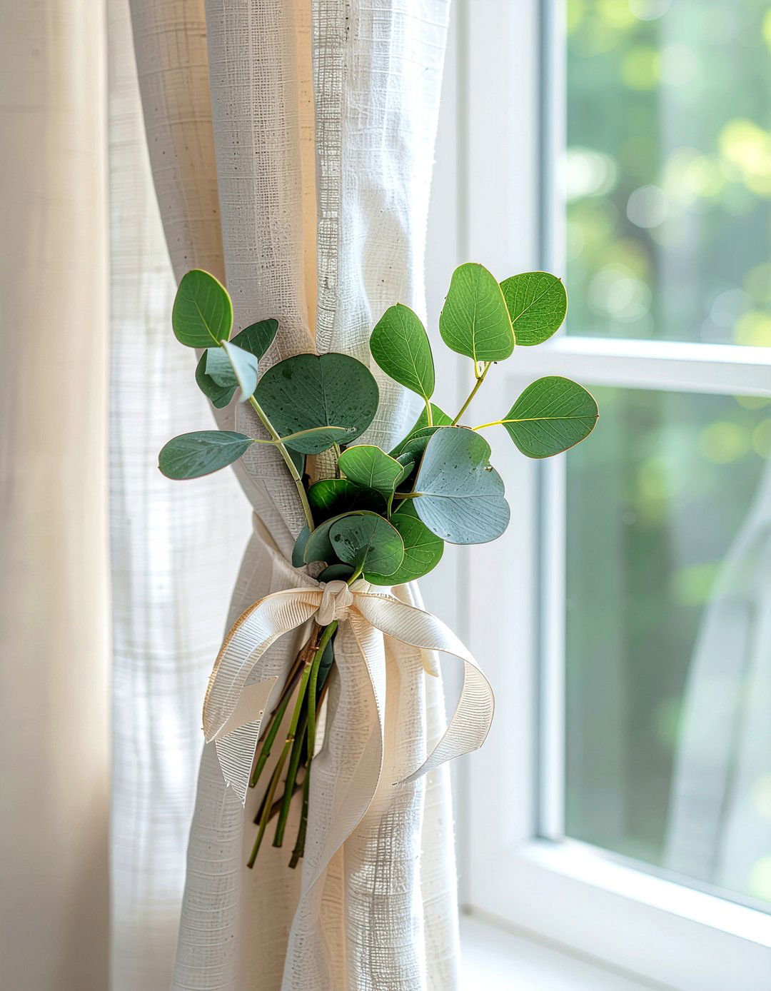 Eucalyptus window treatment greenery - 30 eucalyptus decor ideas