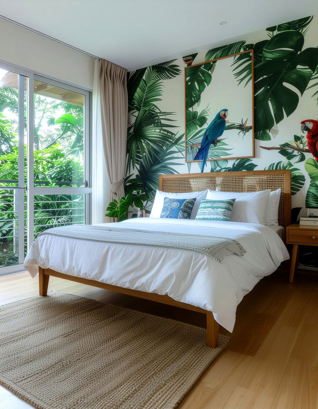 Exotic Bird And Leaf - 30 bedroom tropical wallpapers