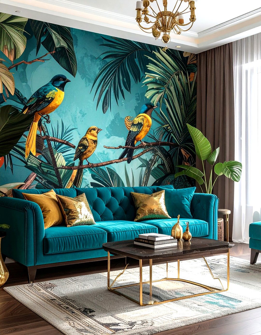 Exotic Bird Wallpaper - 30 living room botanical wallpapers