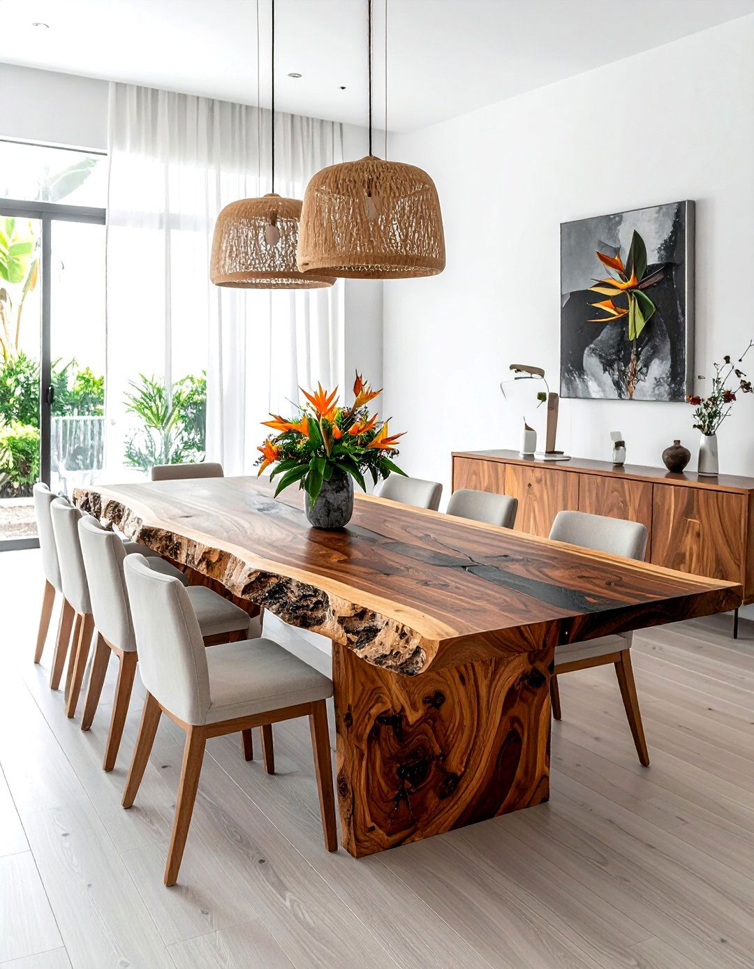 Exotic Wood Dining Table - 30 tropical dining room ideas