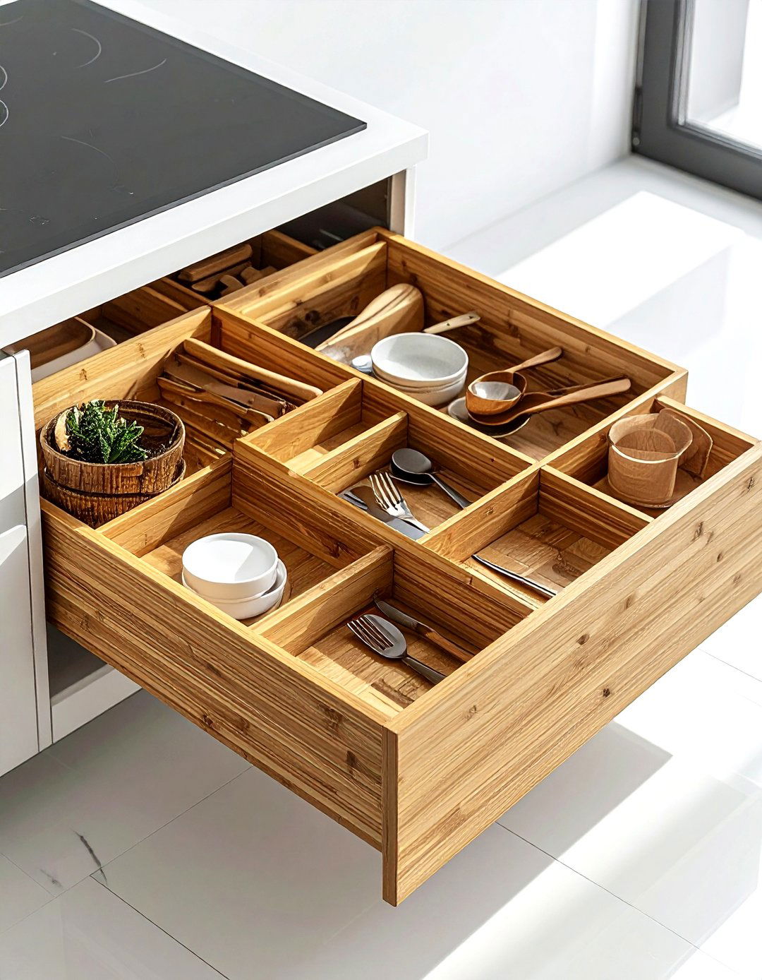 Expanding Drawer Insert - 30 utensil storage kitchen ideas