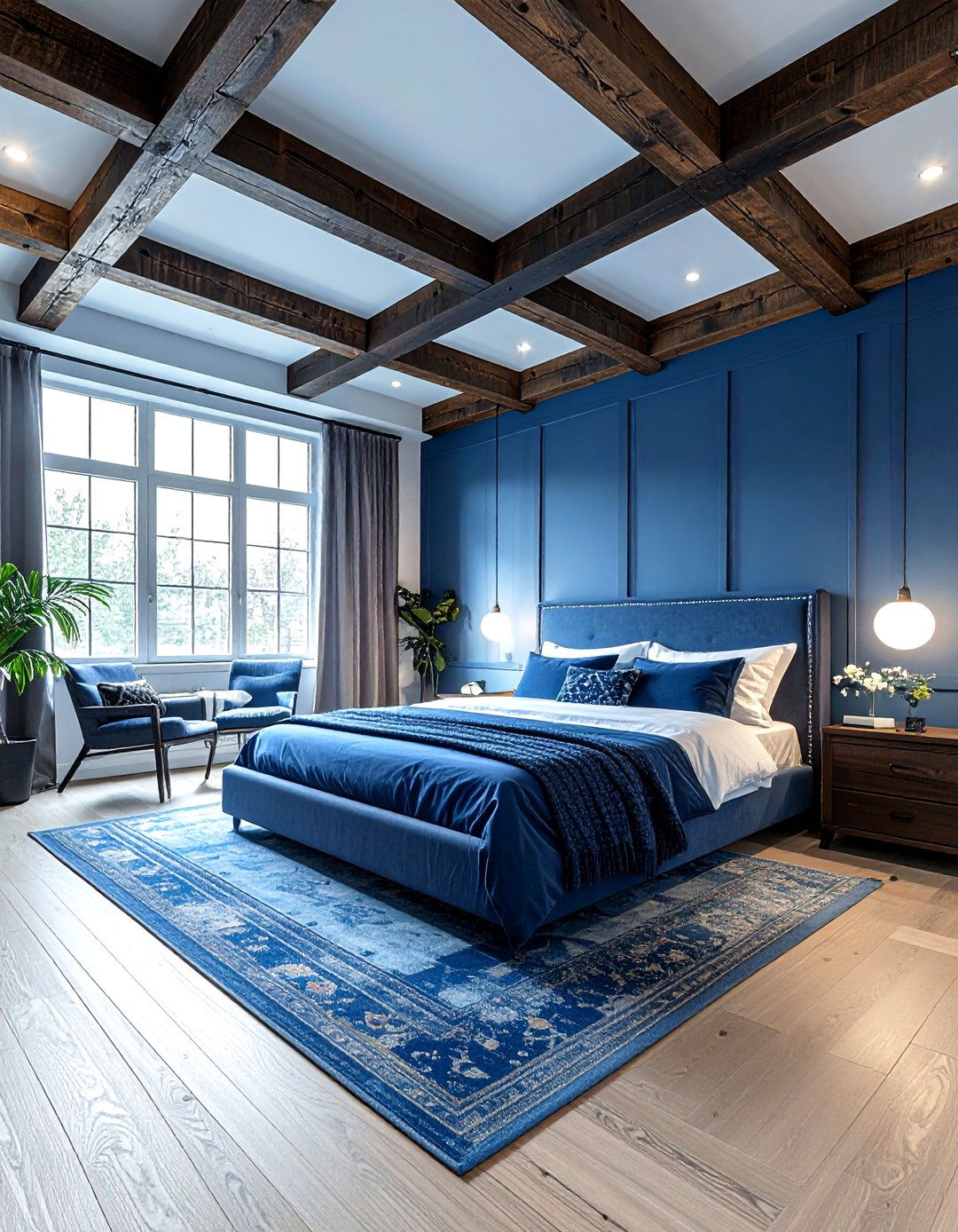 Exposed Beam Blue Bedroom - 30 industrial blue bedroom ideas