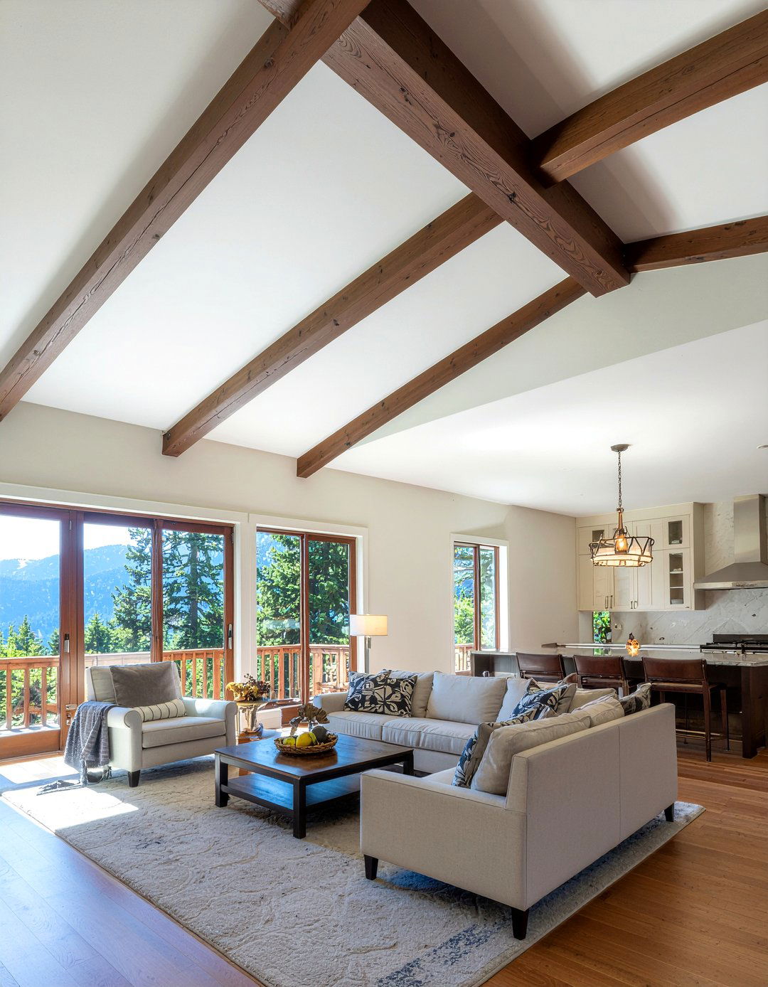 Exposed Beam Ceiling - 30 living room mountain furniture ideas