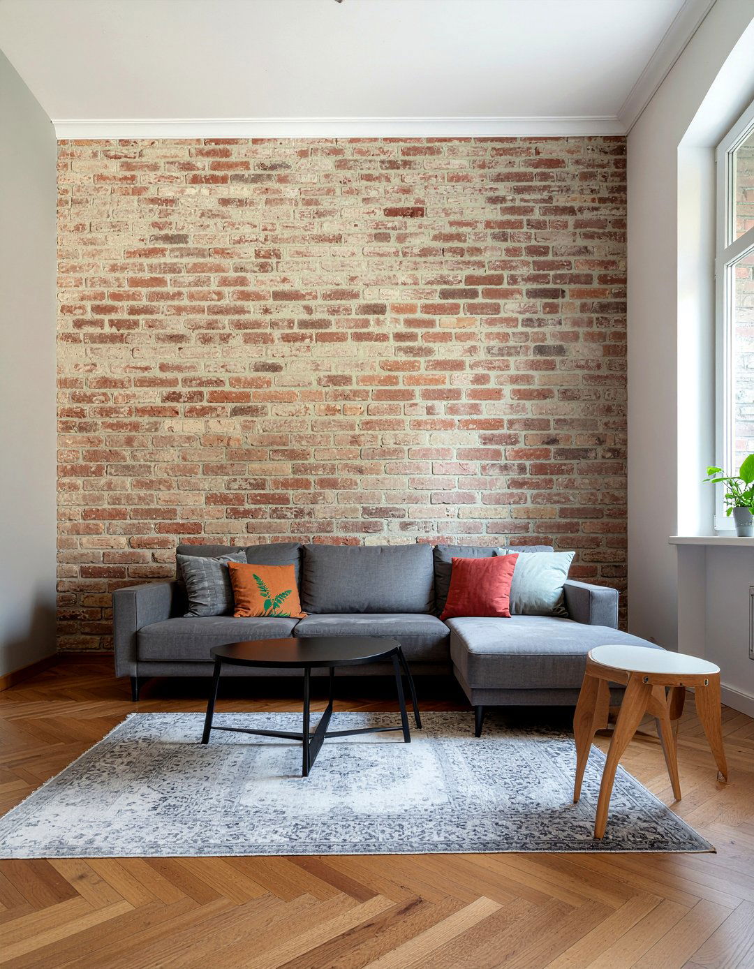 Exposed Brick Accent Wall - 30 Tuscan living room ideas