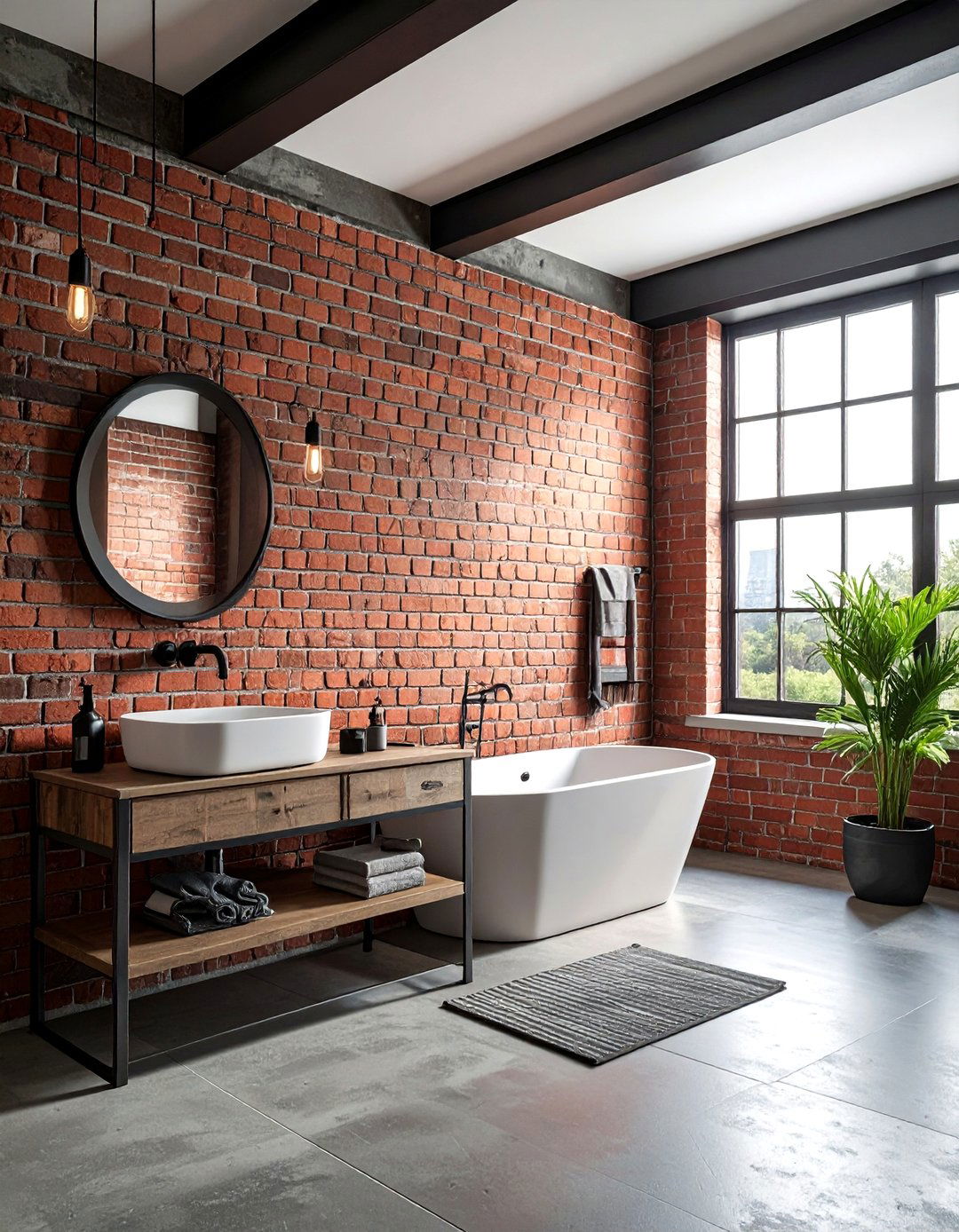 Exposed Brick Bathroom - 30 bathroom wall texture ideas