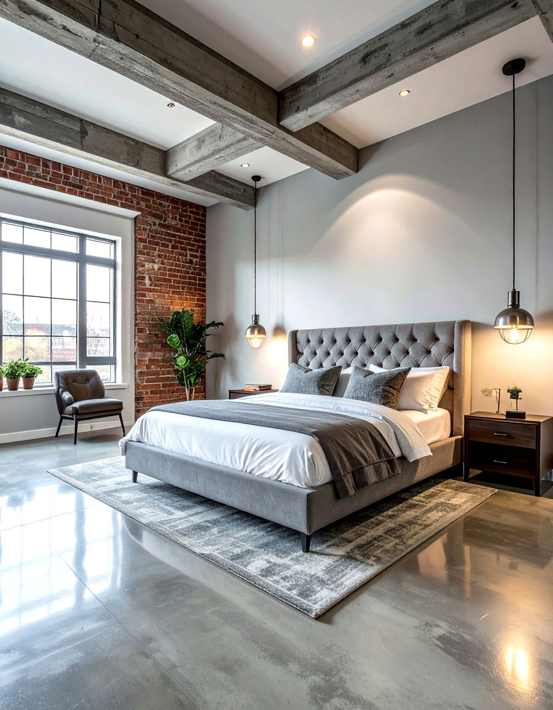 Exposed Brick Bedroom - 30 industrial gray bedroom ideas