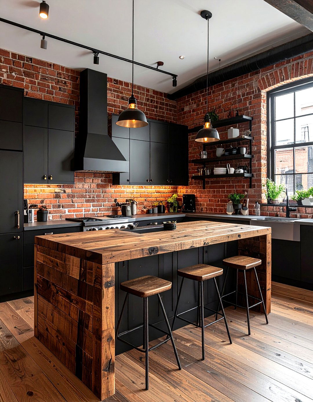 Exposed Brick Kitchen - 30 brownstone kitchen ideas