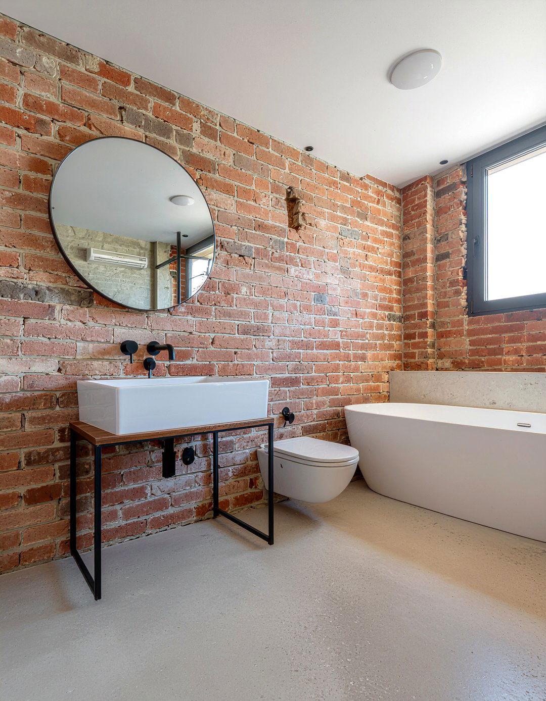 Exposed Brick Wall - 30 bathroom focal wall ideas