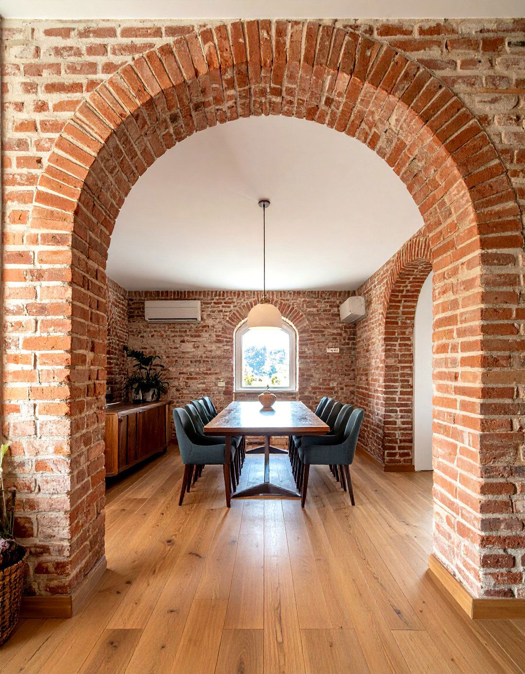 Exposed Brick Wall Archway - 30 warehouse dining room ideas