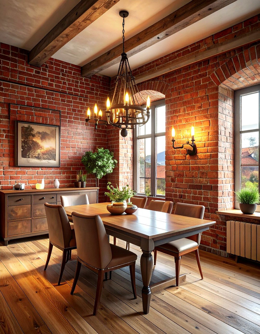 Exposed Brick Walls - 30 château dining room ideas