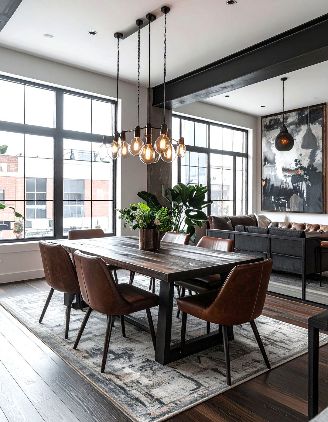 Exposed Bulb Chandelier - 30 dining room ambient lighting ideas