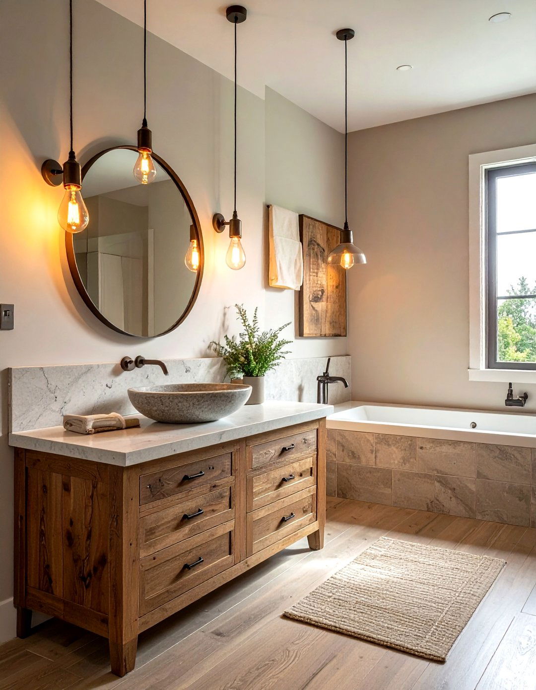 Exposed Bulb Light - 30 bathroom ambient lighting ideas