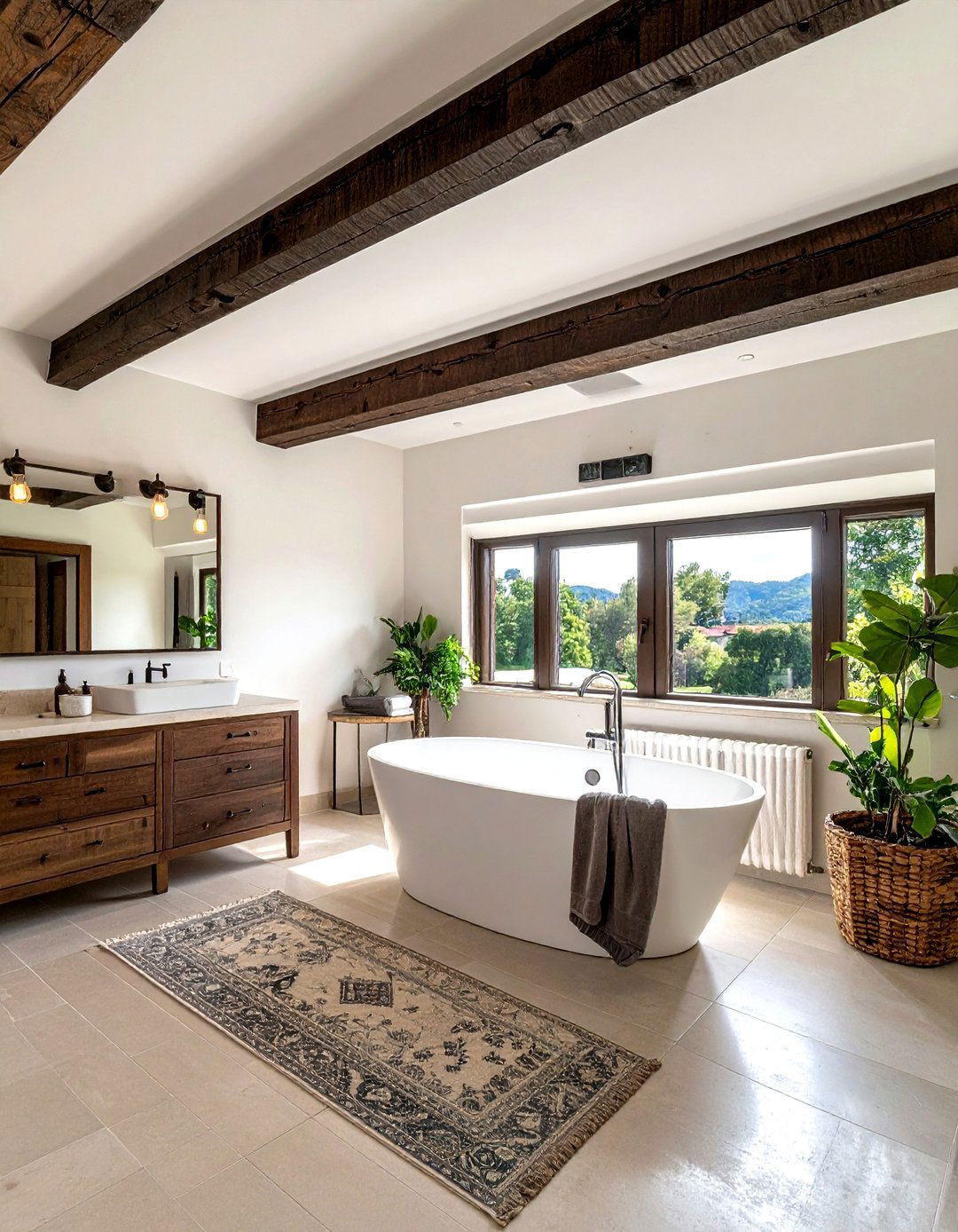 Exposed Ceiling Beam - 30 Tuscan bathroom ideas