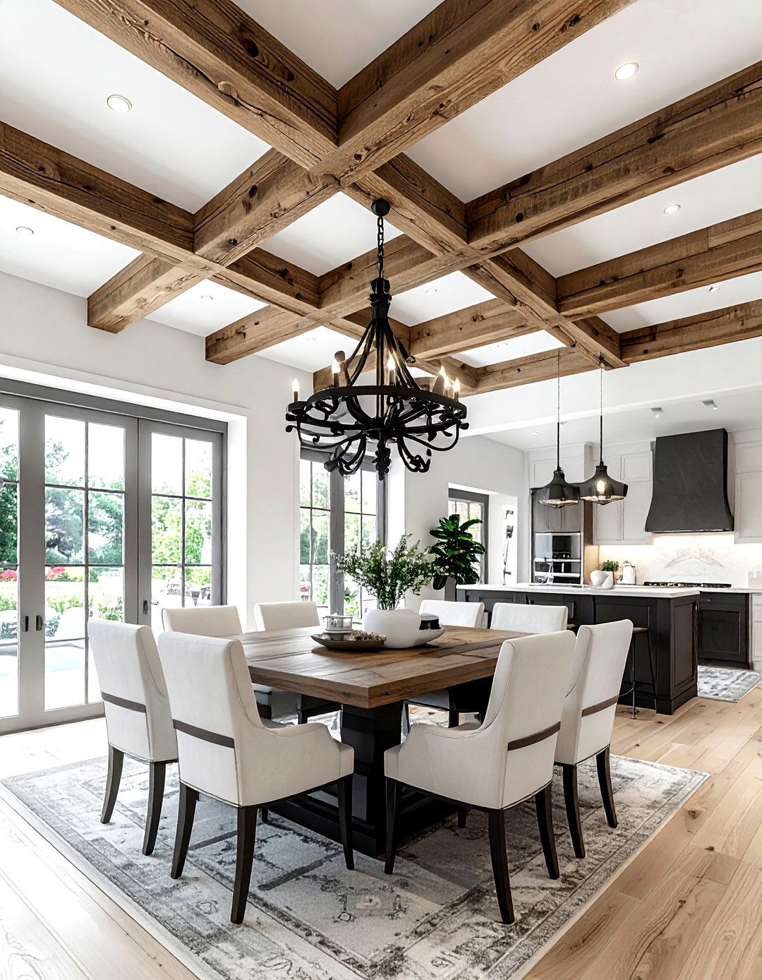 Exposed Ceiling Beam - 30 modern traditional dining room ideas