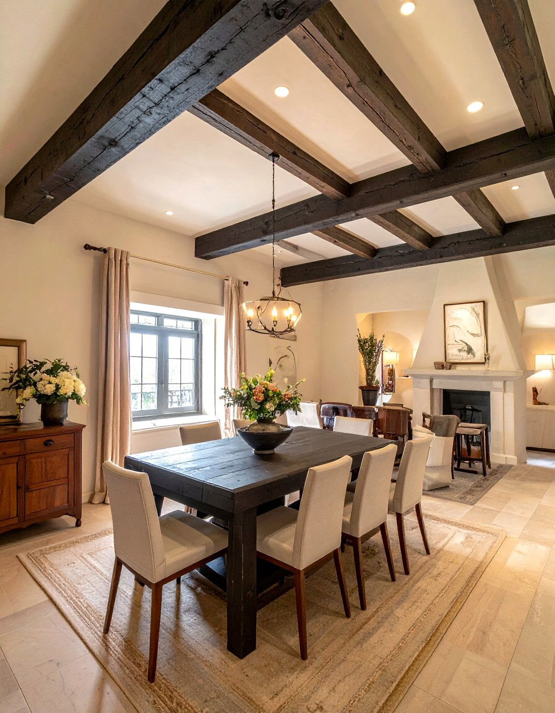 Exposed Ceiling Beams - 30 Tuscan dining room ideas