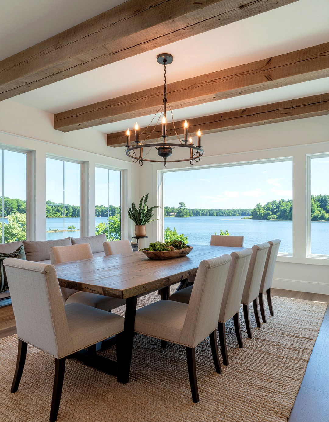 Exposed Ceiling Beams Dining Room - 30 lakeside dining room ideas