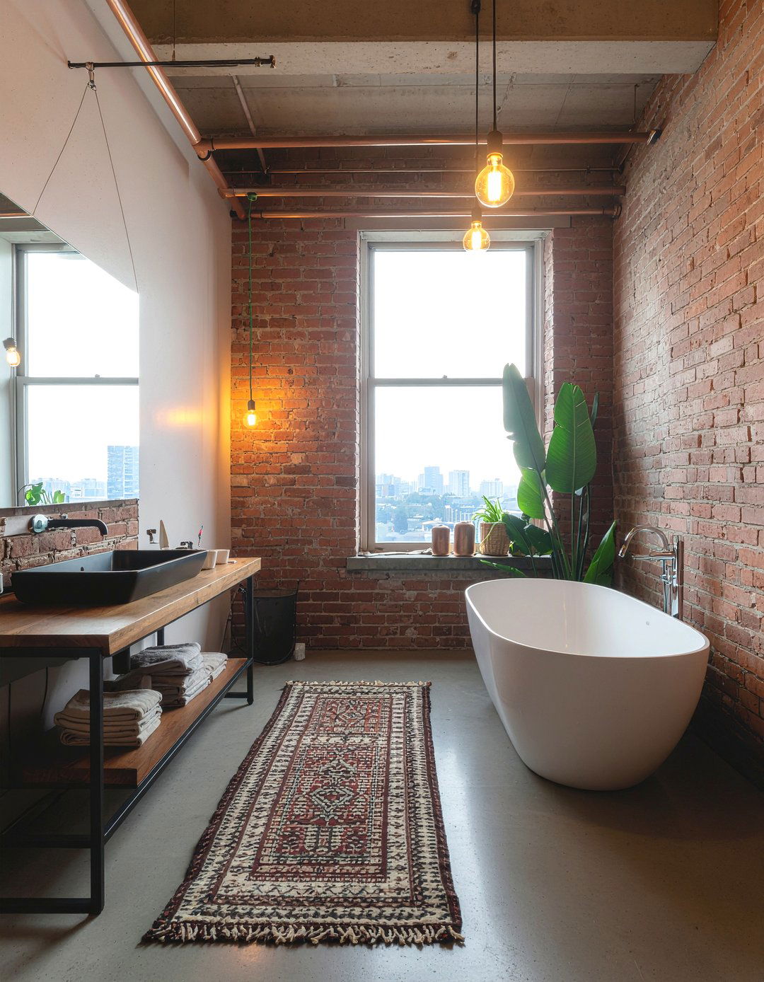 Exposed Filament Bulb - 30 bathroom ceiling light ideas