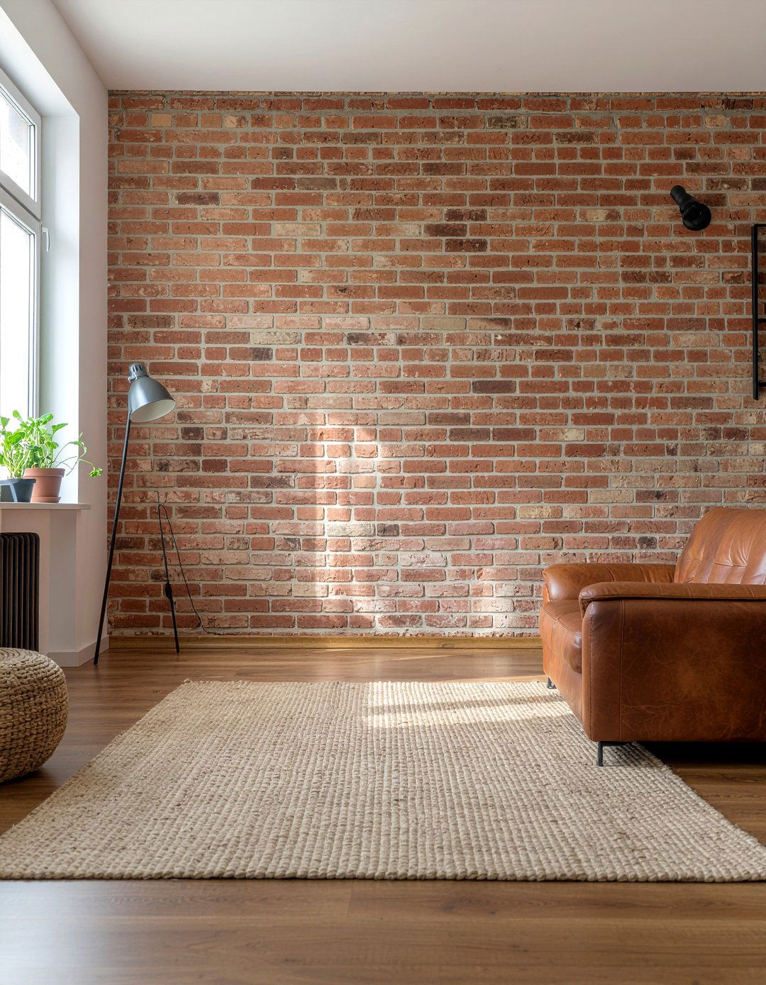 Exposed Red Brick Living Room - 30 living room brick wall ideas